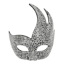 Loup Vénitien Rhinestone Diva Argent à Strass Pas Cher