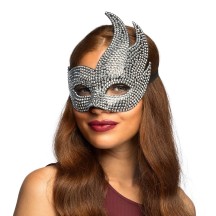 Loup Vénitien Rhinestone Diva Argent à Strass Pas Cher