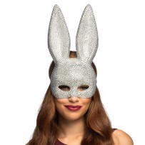 Demi-masque Bunny diamant argent pas cher | Masque lapin femme