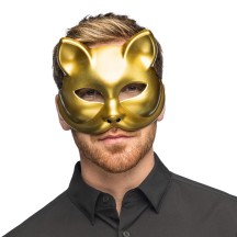Demi-masque Kitty doré pas cher | Masque chat femme or