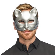 Demi-masque Kitty argent pas cher | Masque chat femme