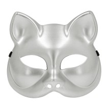 Demi-masque Kitty argent pas cher | Masque chat femme
