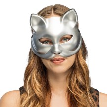 Demi-masque Kitty argent pas cher | Masque chat femme