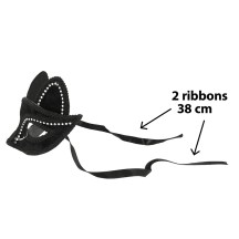 Demi-masque Chat Charmant noir à strass pas cher | Masque félin femme