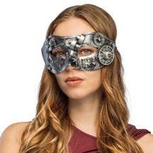 Loup Steamgear steampunk argent pas cher | Masque steampunk adulte