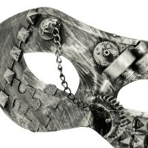 Loup Steamgear steampunk argent pas cher | Masque steampunk adulte