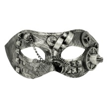 Loup Steamgear steampunk argent pas cher | Masque steampunk adulte