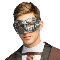Loup Steamgear steampunk argent pas cher | Masque steampunk adulte