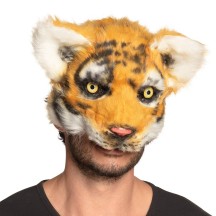 Demi-masque peluche Tigre pas cher | Masque de déguisement adulte