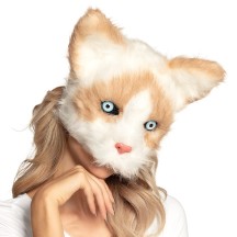 Demi-masque peluche Chat pas cher | Masque de déguisement adulte