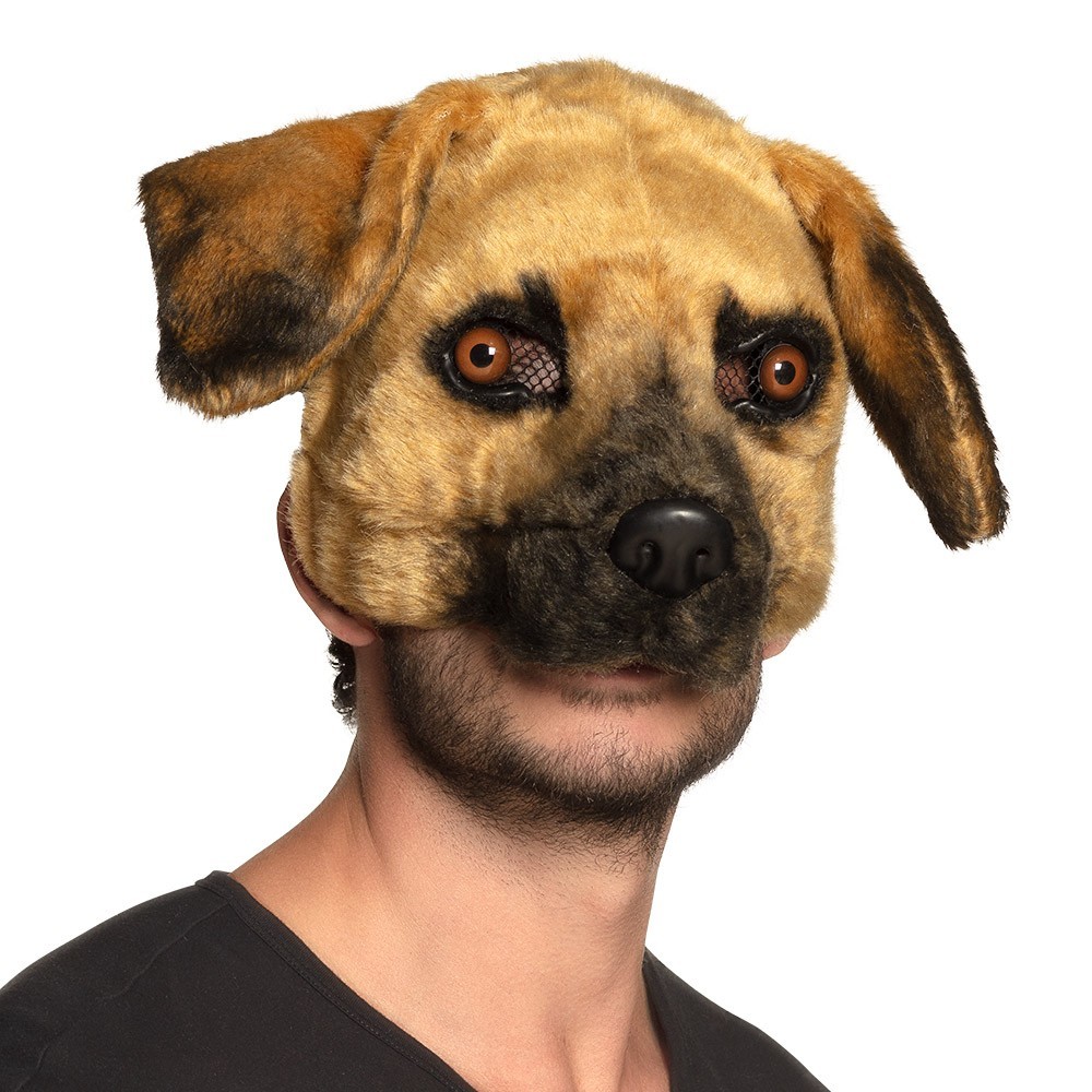 Demi-masque peluche Chien pas cher | Masque de déguisement adulte