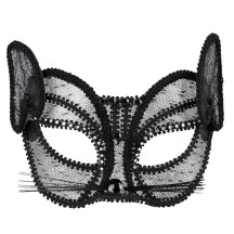 Loup en dentelle Chat de Luxe pas cher | Masque noir élégant femme