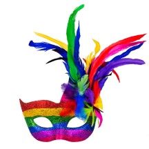 Masque Venice Arc-en-ciel à Plumes pas cher | Pride et Carnaval