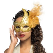 Loup Venice Prezioso Or pas cher | Masque Vénitien à Plumes