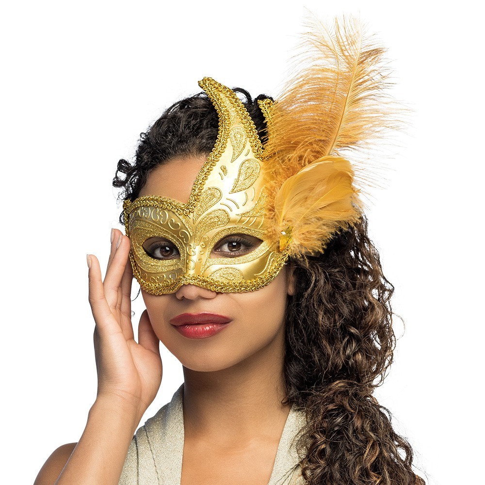 Loup Venice Prezioso Or pas cher | Masque Vénitien à Plumes