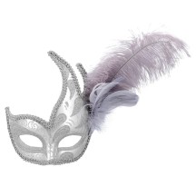 Loup Venice Prezioso Argent pas cher | Masque Vénitien à Plumes