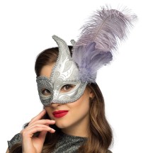 Loup Venice Prezioso Argent pas cher | Masque Vénitien à Plumes