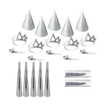 Pochette Cotillons 10 Personnes GLITTER MIX ARGENT - 21417AR - Cotillons