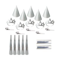 Pochette Cotillons 10 Personnes GLITTER MIX ARGENT - 21417AR - Cotillons