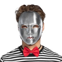 Masque Mime Argent Adulte Pas Cher | Masque Métallisé Carnaval