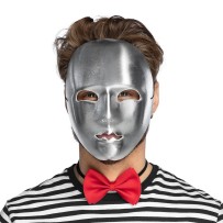 Masque Mime Argent Adulte Pas Cher | Masque Métallisé Carnaval