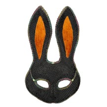 Demi-masque Mystery Bunny noir pas cher