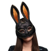 Demi-masque Mystery Bunny noir pas cher