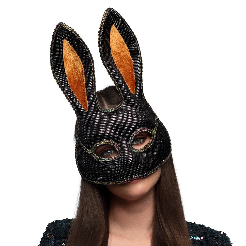 Demi-masque Mystery Bunny noir pas cher