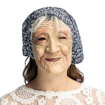 Masque Vieille Femme en latex avec capuchon adulte | Fiesta Factory