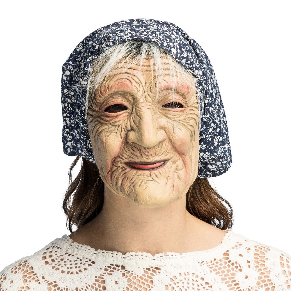 Masque Vieille Femme en latex avec capuchon adulte | Fiesta Factory