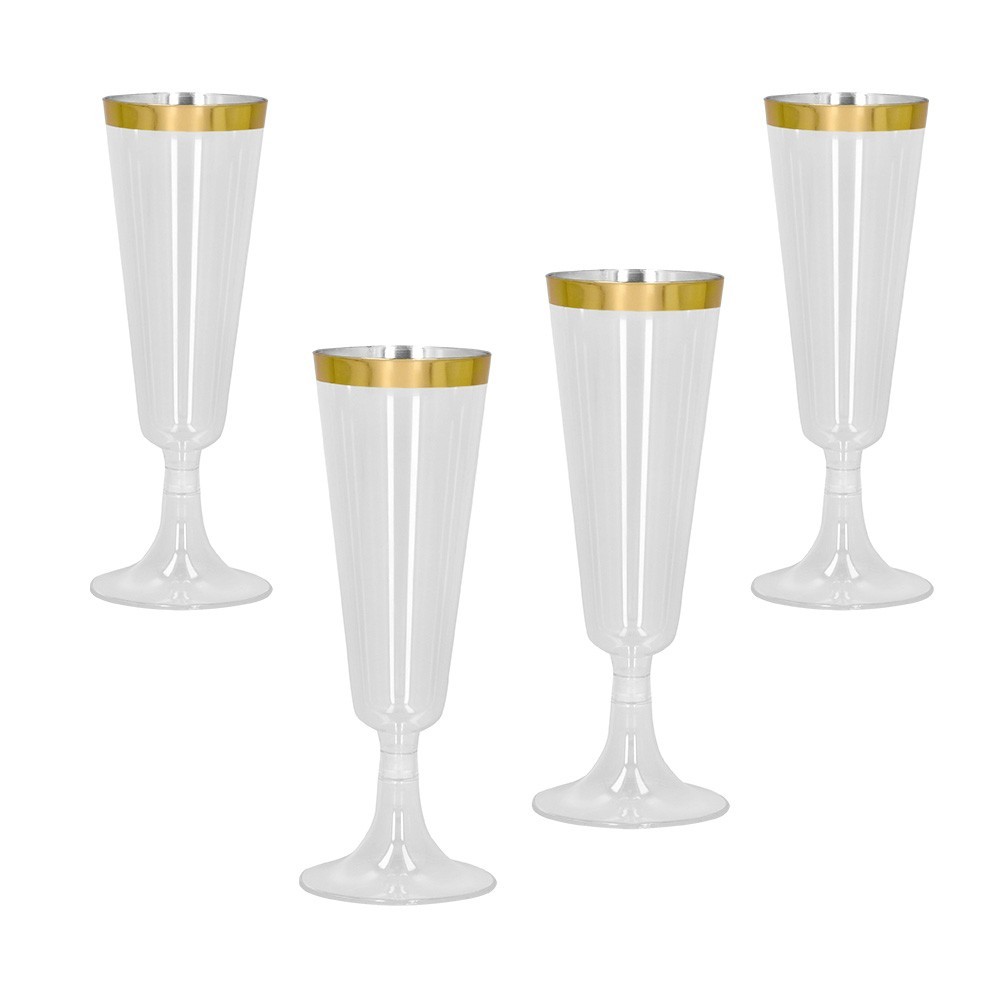 4 Flûtes à Champagne Or 14 cl Pas Cher