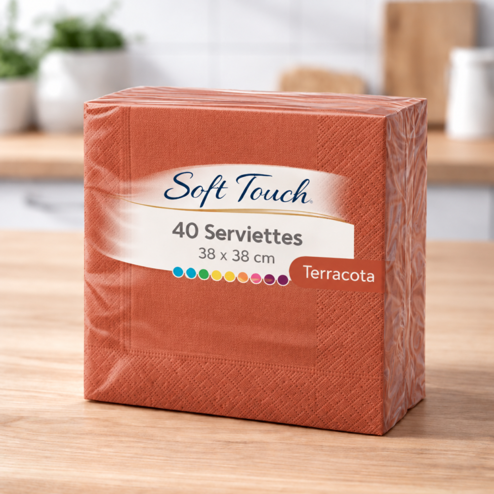40 Serviettes Terracotta 38x38 cm pas cher | Soft Touch