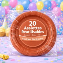 20 Assiettes Terracotta 22 cm réutilisables pas cher
