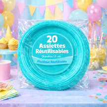20 Assiettes Aqua 17 cm réutilisables pas cher
