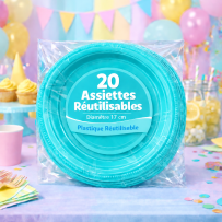 20 Assiettes Aqua 17 cm réutilisables pas cher