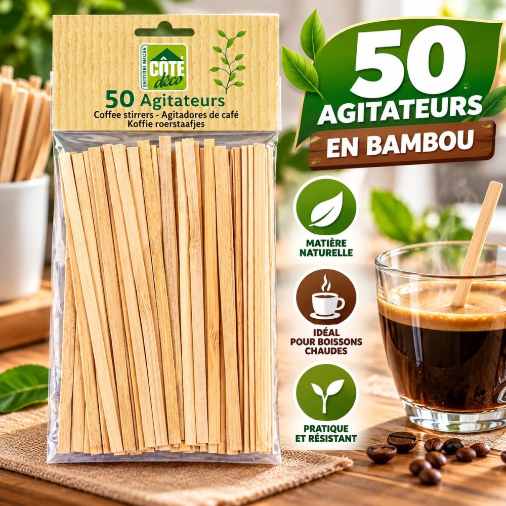 50 Agitateurs en Bambou pour Café | Fiesta Factory
