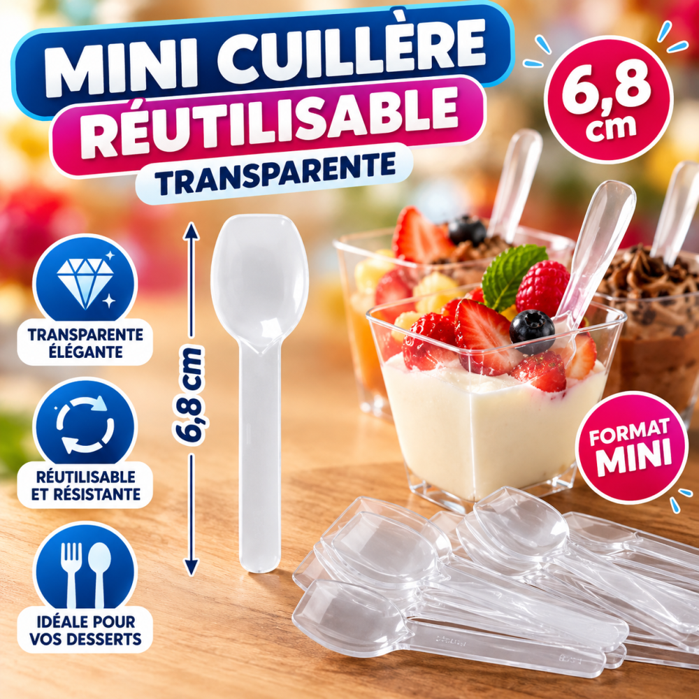Mini Cuillère Transparente Réutilisable 6,8 cm | Fiesta Factory