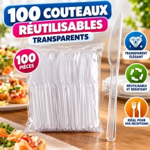 100 Couteaux Transparents Réutilisables | Fiesta Factory
