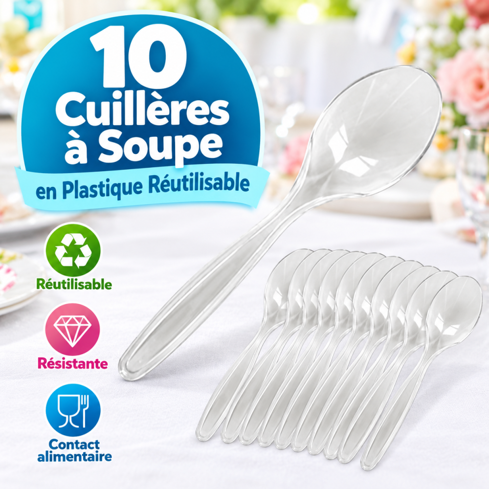 10 Cuillères à soupe transparentes pas cher