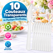 10 Couteaux transparents réutilisables pas cher