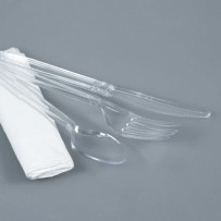 Sachet couverts 4 en 1 réutilisables transparents