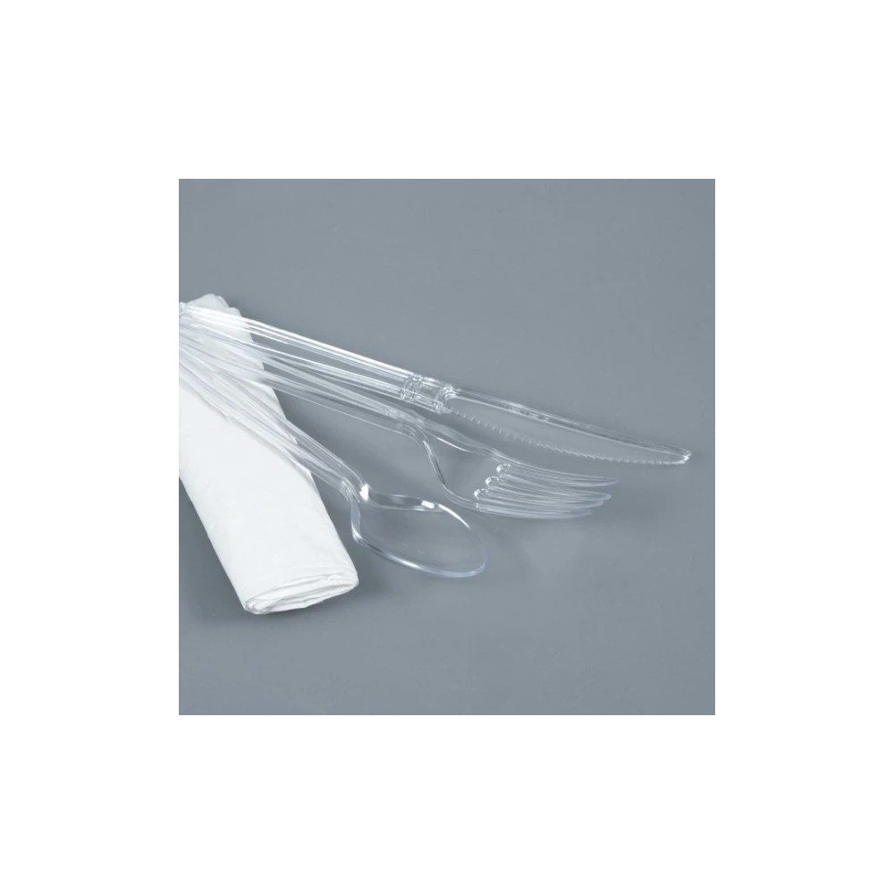 Sachet couverts 4 en 1 réutilisables transparents