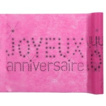 Chemin de table Joyeux Anniversaire Fuchsia – 30 cm x 5 m