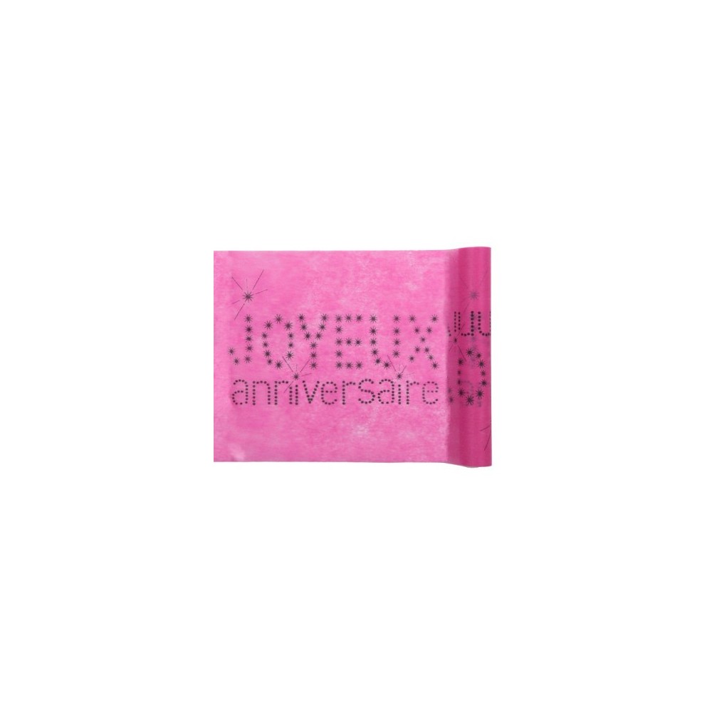 Chemin de table Joyeux Anniversaire Fuchsia – 30 cm x 5 m