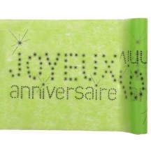 Chemin de table Joyeux Anniversaire Vert – 30 cm x 5 m
