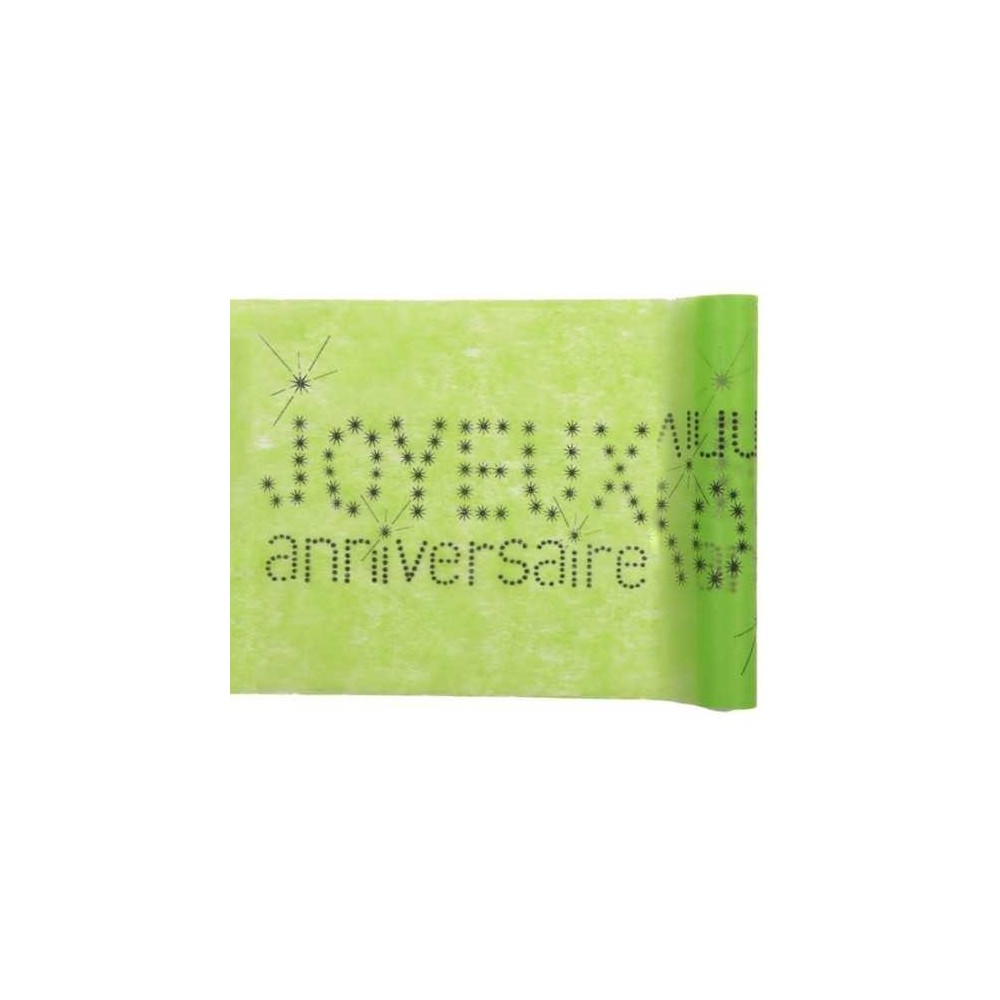 Chemin de table Joyeux Anniversaire Vert – 30 cm x 5 m