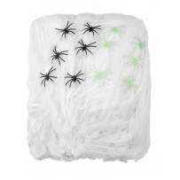 Toile d'araignée blanche 500 g Halloween avec 12 araignées