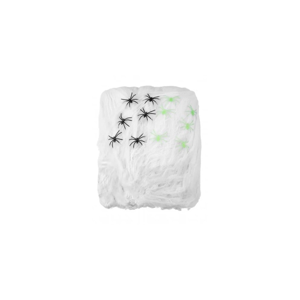 Toile d'araignée blanche 500 g Halloween avec 12 araignées
