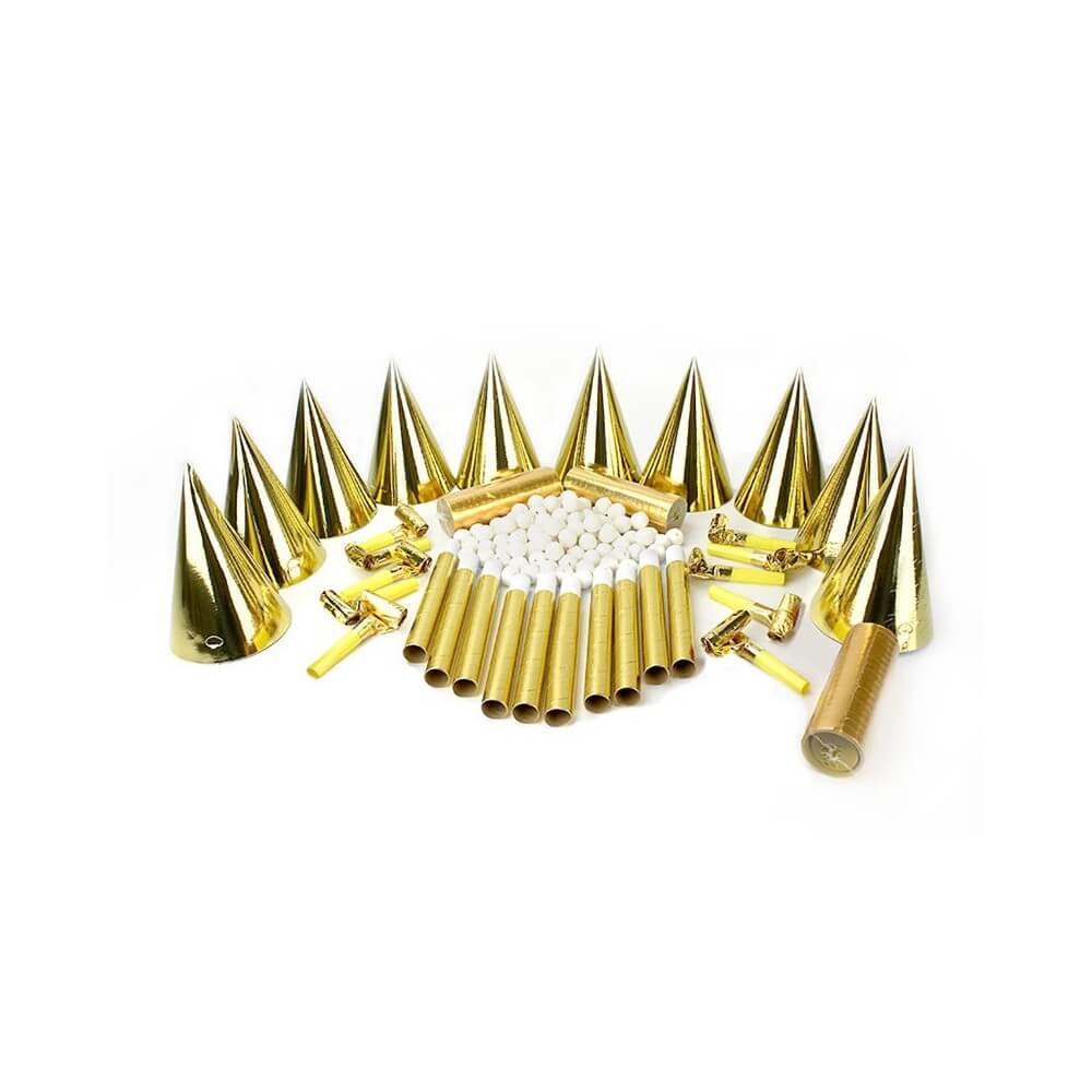 Boîte Cotillons 10 Personnes OR – Effet Métallisé - 21400GO - Cotillons