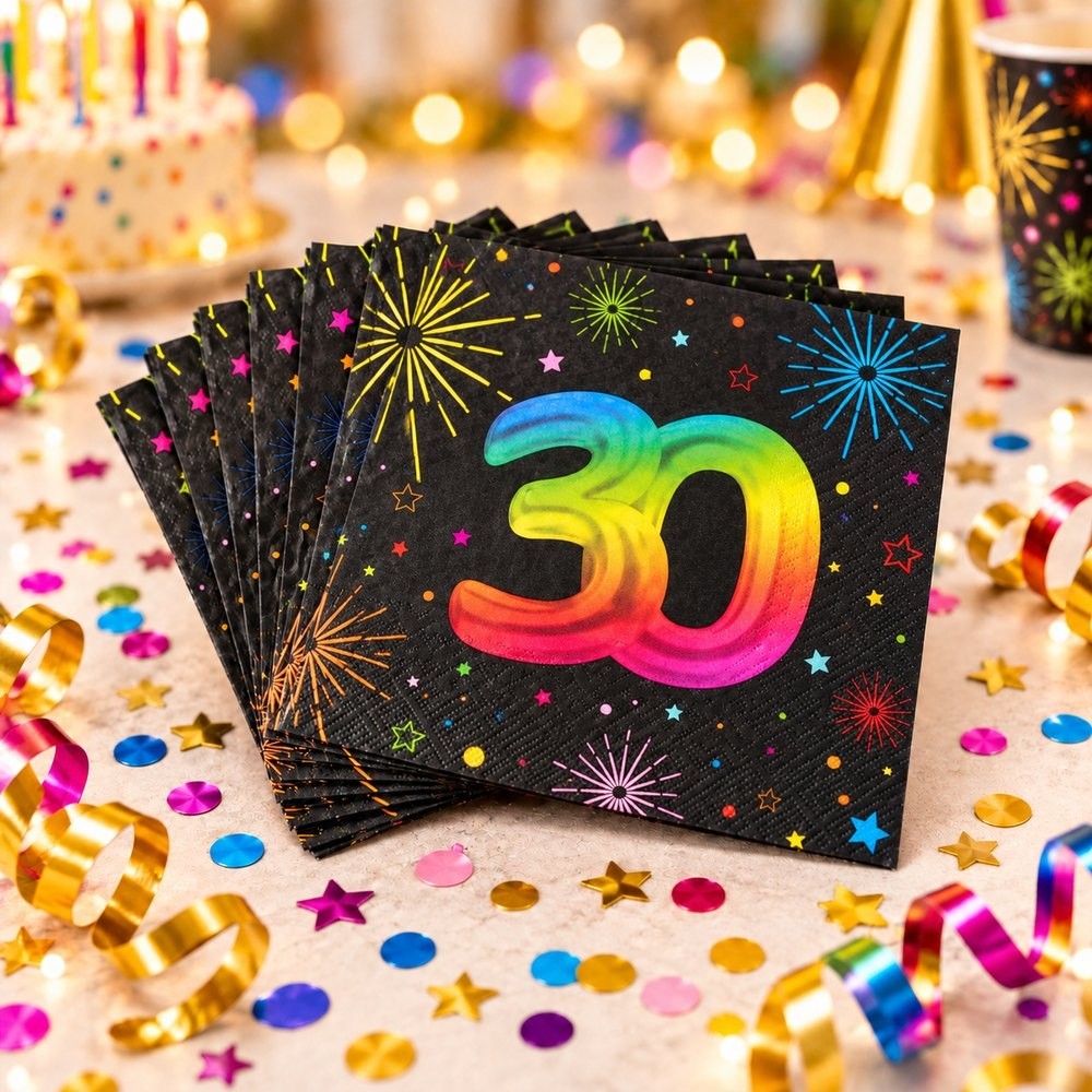 Serviettes Santex Âge 30 ans Multicolores – Anniversaire